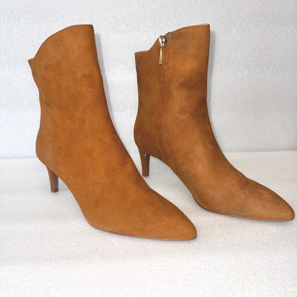 Sam Edelman USHA Suede Leather Pointed Toe Kitten Heel Ankle Boots Size 6.5 M